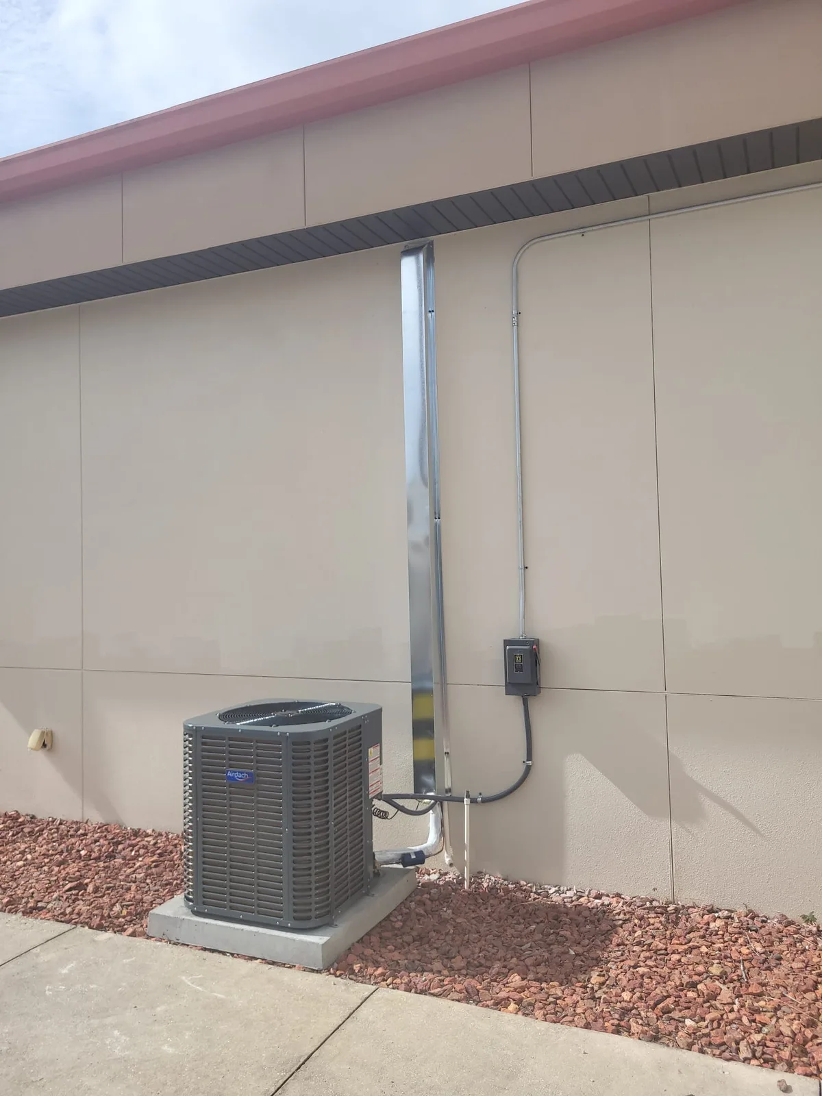 Outdoor HVAC system installed beside a commercial building